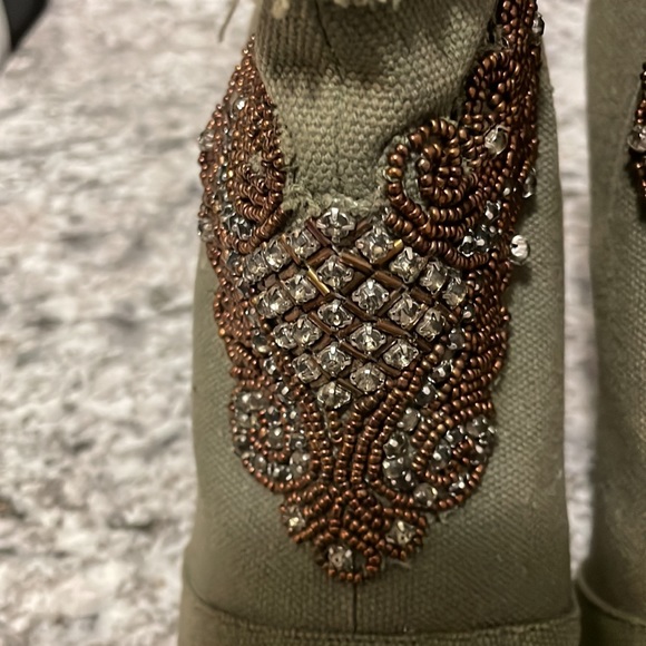 Betsey Johnson Shoes - NWO Betsy Johnson Khaki color beaded Boot heels  size 8 half